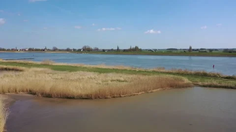 Nice view of the river with horizon in the background Stock Footage 153047681