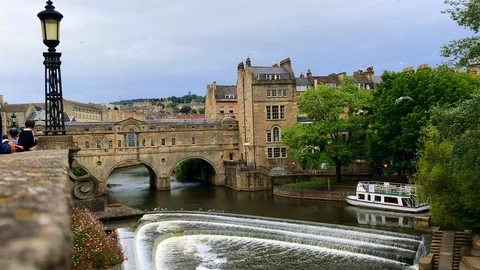 Nice view of the river lower avon at parade gardens England Video stock 106021580