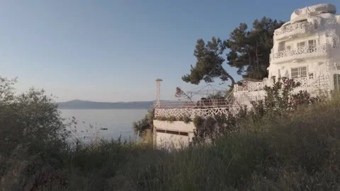 Nice view of a seaside house Stock Footage 310945115