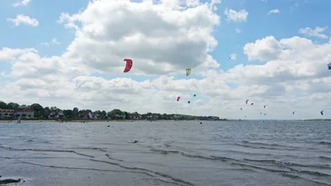 Nice view at the submarine U-995 at the beach of Laboe in Germany on a sunny  Stock Footage 155817259