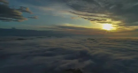 Nice view of the sunset over the fog. Stock Footage 158460493