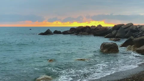 Nice view of the surf at sunset. Stock Footage 157722354