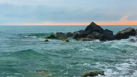 Nice view of the surf at sunset. Stock Footage 157722416