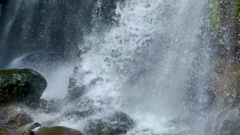 Nice view of the waterfall in the mountains of the North Caucasus. Stock Footage 157723058