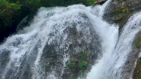 Nice view of the waterfall in the mountains of the North Caucasus. Stock Footage 157723112