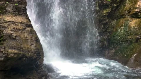 Nice view of the waterfall in the mountains of the North Caucasus. Stock Footage 157724742