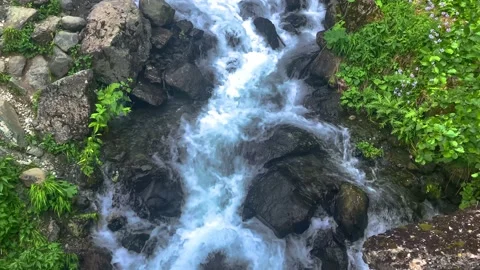 Nice view of the waterfall in the mountains of the North Caucasus. Stock Footage 157724910