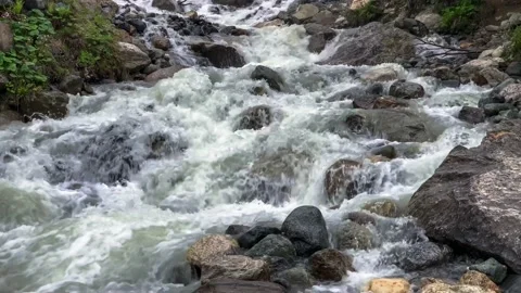 Nice view of the waterfall in the mountains of the North Caucasus. Stock Footage 157726033
