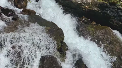 Nice view of the waterfall in the mountains of the North Caucasus. Stock Footage 157726436