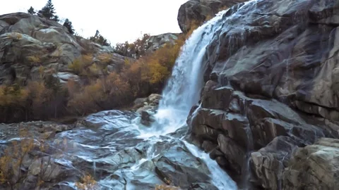 Nice view of the waterfall in the mountains of the North Caucasus. Stock Footage 158458594