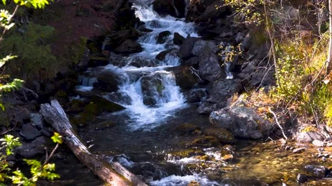 Nice view of the waterfall in the mountains of the North Caucasus. Stock Footage 158458738