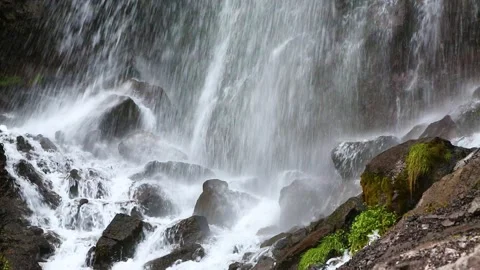 Nice view of the waterfall in the mountains of the North Caucasus. Stock Footage 158821198