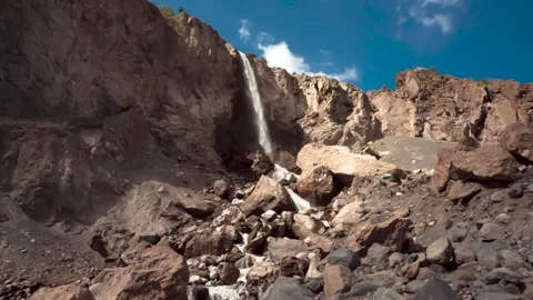 Nice view of the waterfall in the mountains of the North Caucasus. Stock Footage 158821255