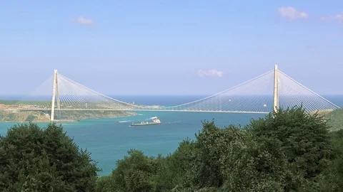 Nice view of Yavuz Sultan Selim Bridge, Turkey Video stock 79474366