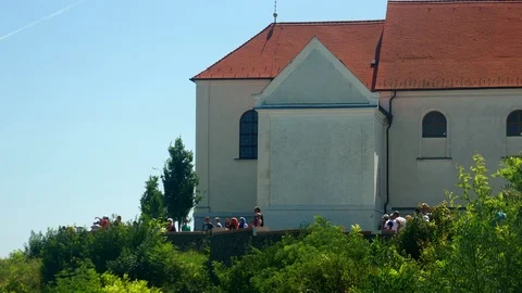 A nice viewing point at the back of Tihanyi Apatsag onto Balaton Stock-Footage 104016788