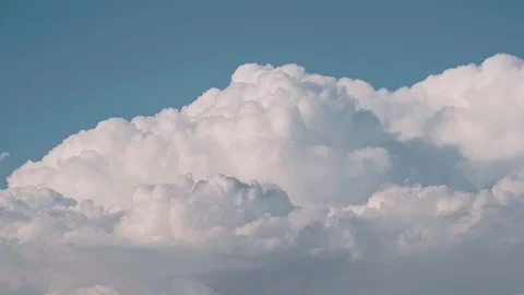 Nice volumetric clouds in the blue sky and flying gull Stock Footage 126887293