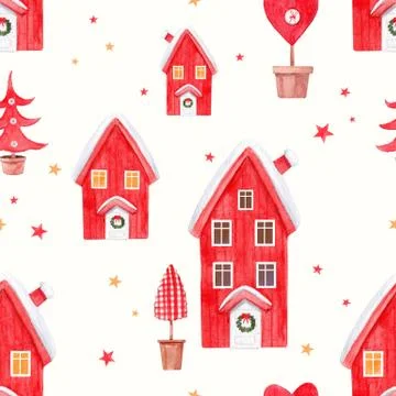 Nice watercolor christmas pattern Stock Illustration