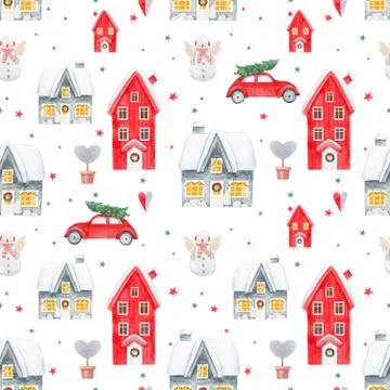 Nice watercolor christmas pattern Stock Illustration