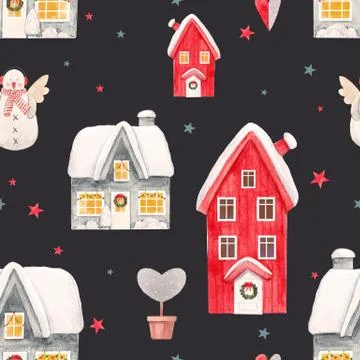 Nice watercolor christmas pattern Stock Illustration