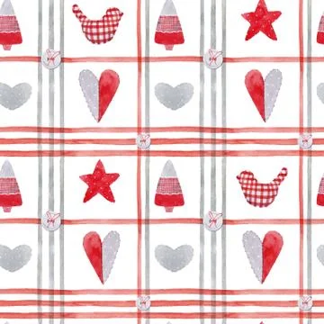 Nice watercolor christmas vector pattern Stock Illustration