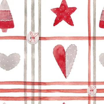 Nice watercolor christmas vector pattern Stock Illustration