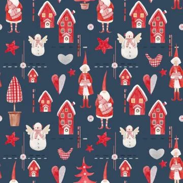Nice watercolor christmas vector pattern Stock-Illustration