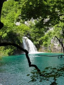 Nice waterfall in the woods Stock Photos