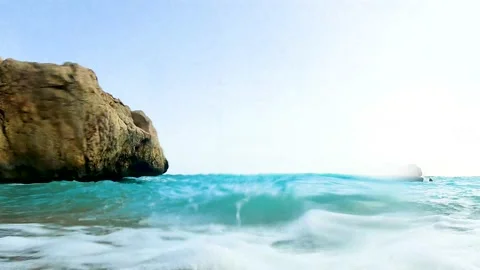 Nice Waves Recording At Perfect Beach Cam On Sand Oversplashed By Waves 動画素材 162834925