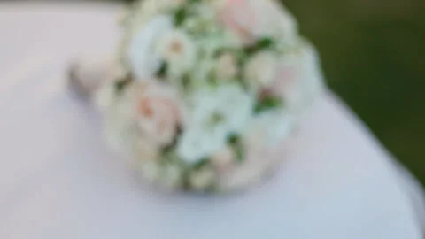 Nice wedding bouquet on the table Stock Footage 86320678