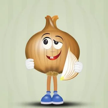 Nice white onion crying Stock Illustration