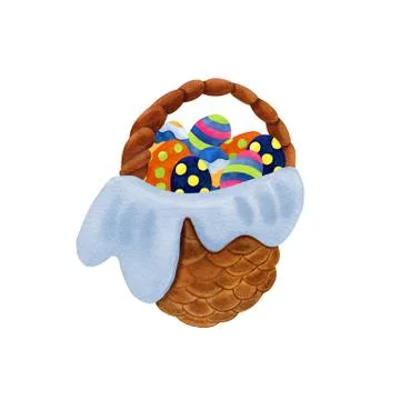 A nice wicker basket full of easter colorful eggs. Stock Illustration