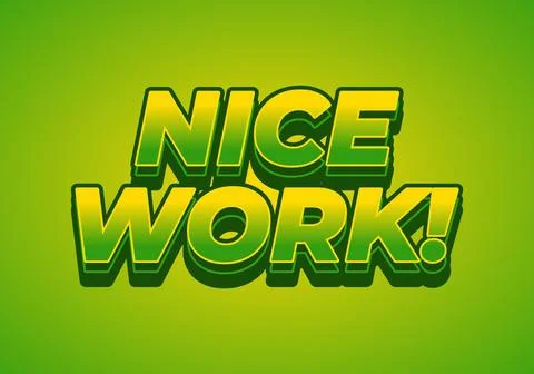 Nice work. Text effect in 3D style with eye catching colors Stock Illustration