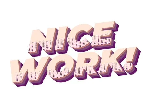 Nice work. Text effect in 3D style with eye catching colors Stock Illustration