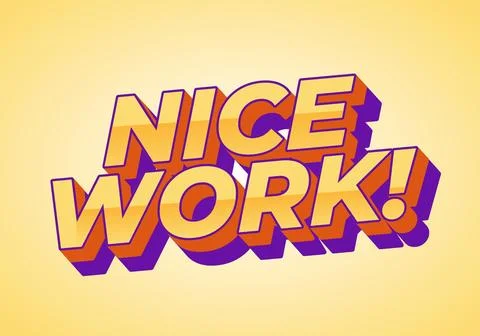 Nice work. Text effect in 3D style with eye catching colors Stock Illustration