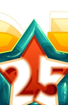 Nice yellow star with an internal number 25 Stock Illustration