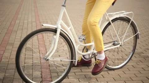 Nice young couple of model on vintage bike Stock Footage 28674225