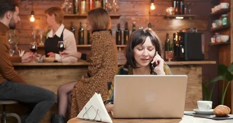 A nice young female freelancer having a conversation on her smartphone Stock Footage 103090636
