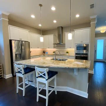 A nicely decorated cozy kitchen Stock Photos
