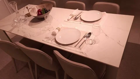 Nicely decorated dinner table Stock Footage 256454041