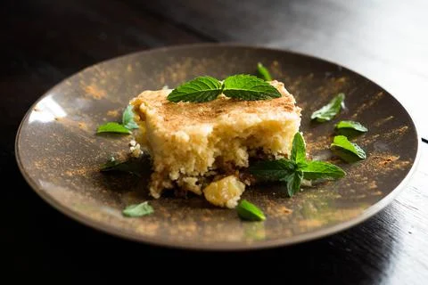Nicely garnished pineapple coffee cake Stock Photos