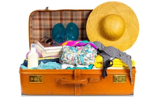 Nicely packed suitcase. Stock-Fotos