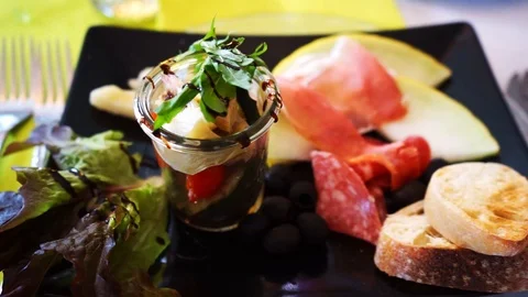 Nicely prepared Italian appetizer Stock Footage 118848770