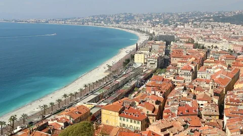 Nice's seafront is called "Baie des Anges". Stock Footage 109005682