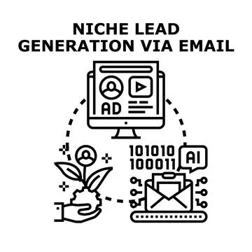 Niche lead generation developing via email marketing automation Stock Illustration