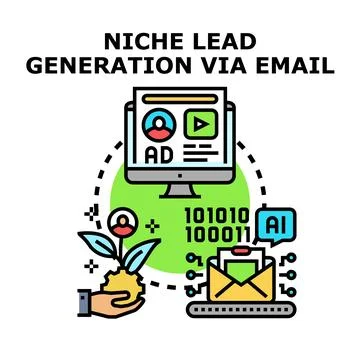 Niche lead generation developing via email marketing automation Stock Illustration