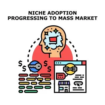 Niche product progressing towards mass market adoption Stock Illustration