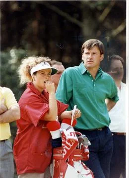 Nick Faldo - Golfer - 1991 Nick Faldo And Caddie Ranny Sunesson Consider The Opt Stock Photos