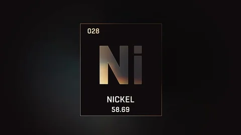 Nickel as Element 28 of the Periodic Table 3D animation on grey background 库存影片 119569464