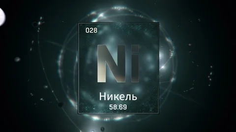 Nickel as Element 28 of the Periodic Table 3D animation on green background Stock Footage 125959816