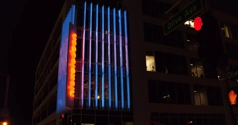 Nickelodeon Animation Studio at Night Stock Footage 86493710